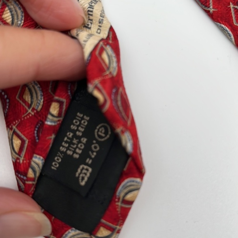 Ermenegildo Zegna Red Silk Tie Made in Italy - Picture 6 of 9